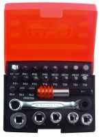 Bahco 2058/S26 Bit set with bits,sockets,bit-ratchet and adapters 1/4", 26 piece