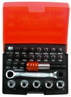 Bahco 2058/S26-2 Bit set with bits,sockets,bit-ratchet and adapters 1/4", 26 piece