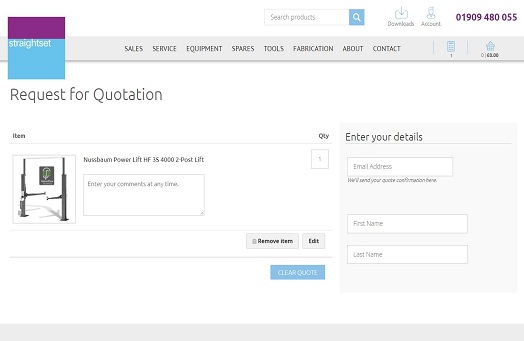 What a custom quote for garage equipment but don’t want to get into a lengthy sales conversation?